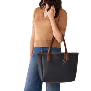 Fossil Black and Brown Tote Bag
